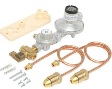 Bromic Dual Cylinder LPG Installation Kit 250MJ Regulator Manual Changeover with Bracket & Pigtails